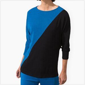 Chico's Travelers Colorblock Dolman Sleeve Tunic Top Aurora Teal Black NEW 0 2 3